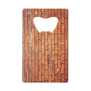 Abrebotellas De Tarjeta De Crédito Naranja Rojo Pared de ladrillo pequeño