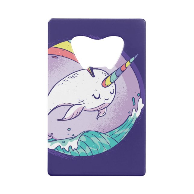 Abrebotellas De Tarjeta De Crédito Narwhal arcoiris (Anverso)