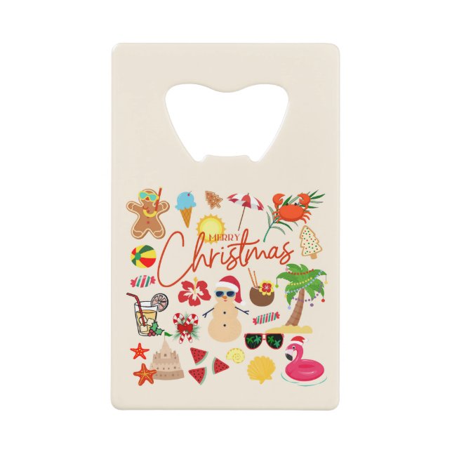 Abrebotellas De Tarjeta De Crédito Navidad Tropical (Anverso)