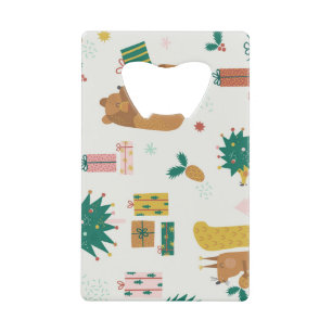 Abrebotellas De Tarjeta De Crédito Navidades Animales Forestales: Vibe de época