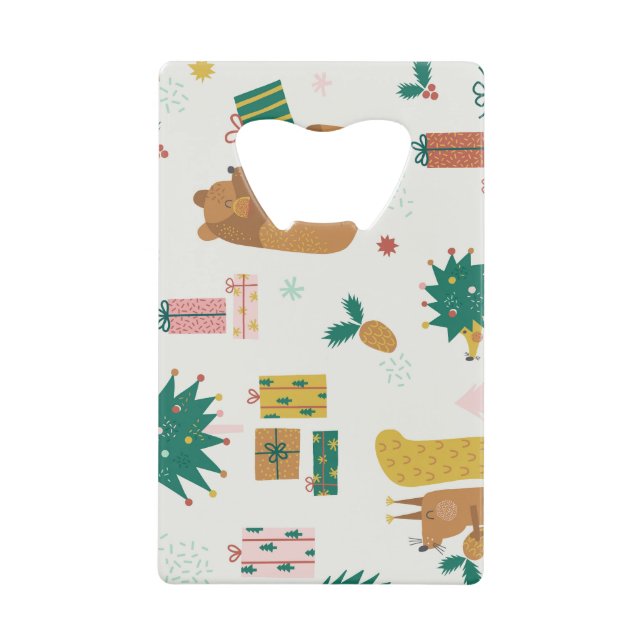 Abrebotellas De Tarjeta De Crédito Navidades Animales Forestales: Vibe de época (Anverso)