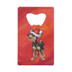 Abrebotellas De Tarjeta De Crédito Navidades Chihuahua En Rojo