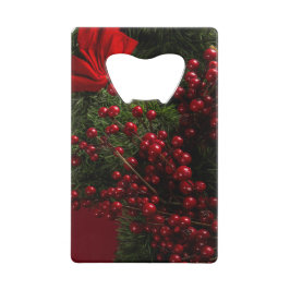 Abrebotellas De Tarjeta De Crédito navidades coronaron con bayas rojas