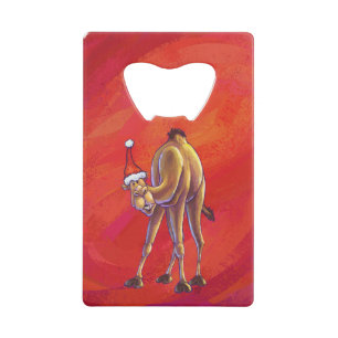 Abrebotellas De Tarjeta De Crédito Navidades De Camellos Cuidados En Rojo