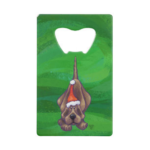 Abrebotellas De Tarjeta De Crédito Navidades De Perro De Hound En Verde