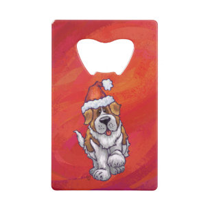 Abrebotellas De Tarjeta De Crédito Navidades De St. Bernard En Rojo