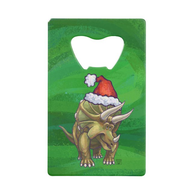 Abrebotellas De Tarjeta De Crédito Navidades de Triceratops Green (Anverso)