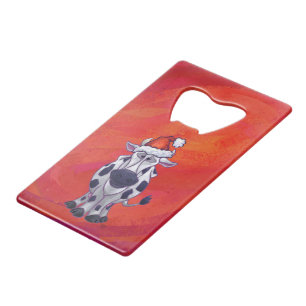 Abrebotellas De Tarjeta De Crédito Navidades de vaca en el mundo rojo