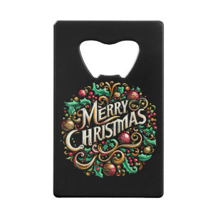 Abrebotellas De Tarjeta De Crédito Navidades Feliz fiesta navideña