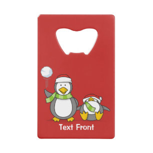 Abrebotellas De Tarjeta De Crédito Navidades Pingüinos Snowballing