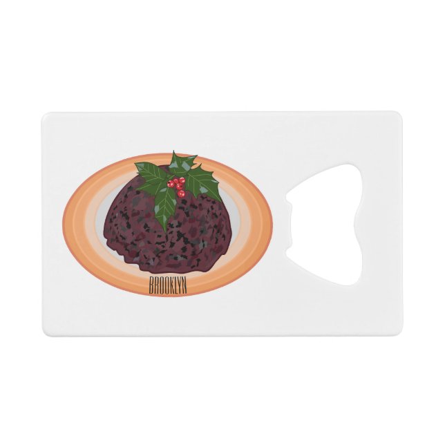 Abrebotellas De Tarjeta De Crédito Navidades pudding personalizado ilustracion (Anverso (Horizontal))