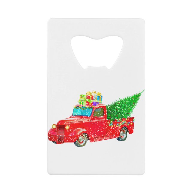 Abrebotellas De Tarjeta De Crédito Navidades Retro Car Holiday (Anverso)
