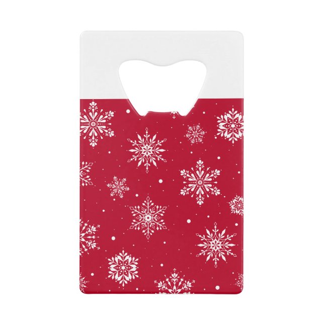 Abrebotellas De Tarjeta De Crédito Navidades rojos de copas de nieve (Anverso)