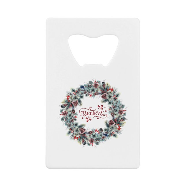 Abrebotellas De Tarjeta De Crédito Navidades Wreath CREE Típografía
