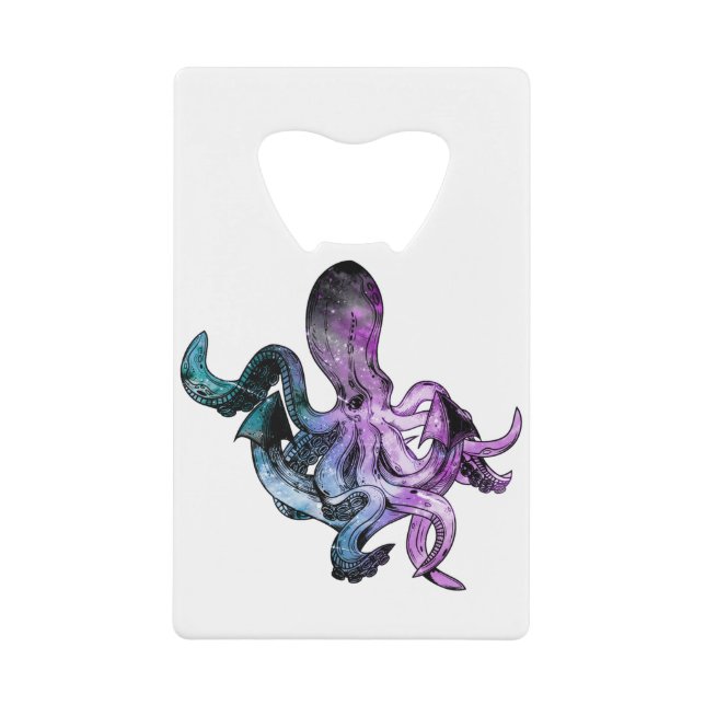 Abrebotellas De Tarjeta De Crédito Neón octopus (Anverso)