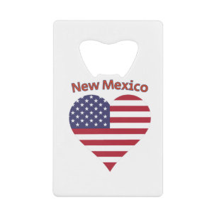Abrebotellas De Tarjeta De Crédito New Mexico American Flag Heart