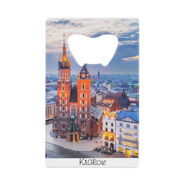 Abrebotellas De Tarjeta De Crédito Noche de Cracovia en Polonia (Anverso)