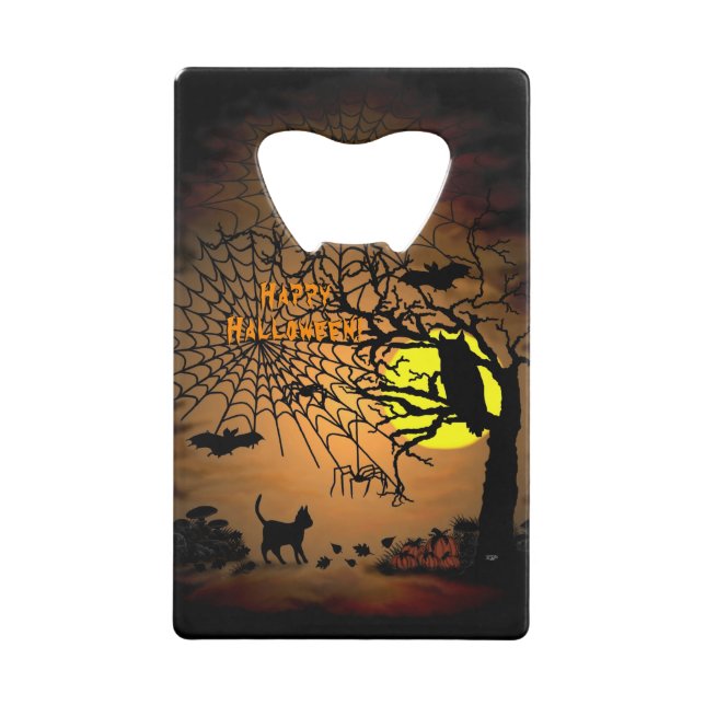 Abrebotellas De Tarjeta De Crédito Noche de Halloween, ¡Feliz Halloween! (Anverso)