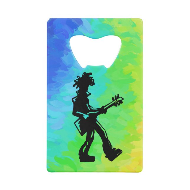 Abrebotellas De Tarjeta De Crédito Noches de Boogie de Nueva York Guitarra Arcoiris (Reverso)