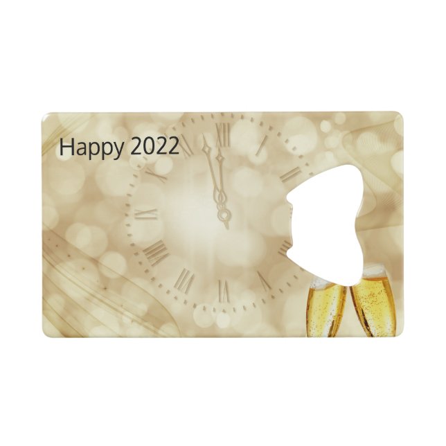 Abrebotellas De Tarjeta De Crédito Nochevieja con gafas de champán (Anverso (Horizontal))