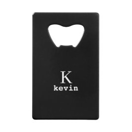Abrebotellas De Tarjeta De Crédito Nombre monograma elegante moderno masculino negro