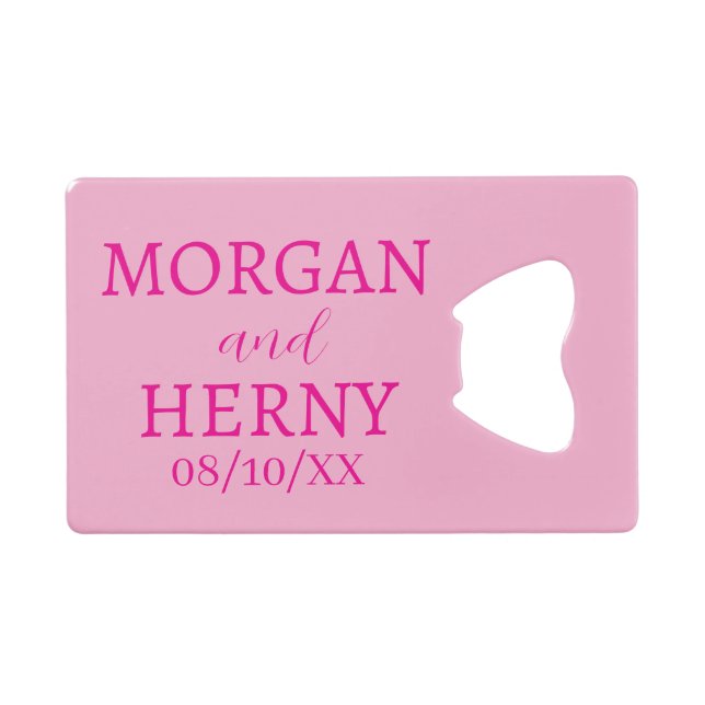 ABREBOTELLAS DE TARJETA DE CRÉDITO NOMBRE PERSONALIZADO BODA MODERNA ESTILOSA  (Anverso (Horizontal))