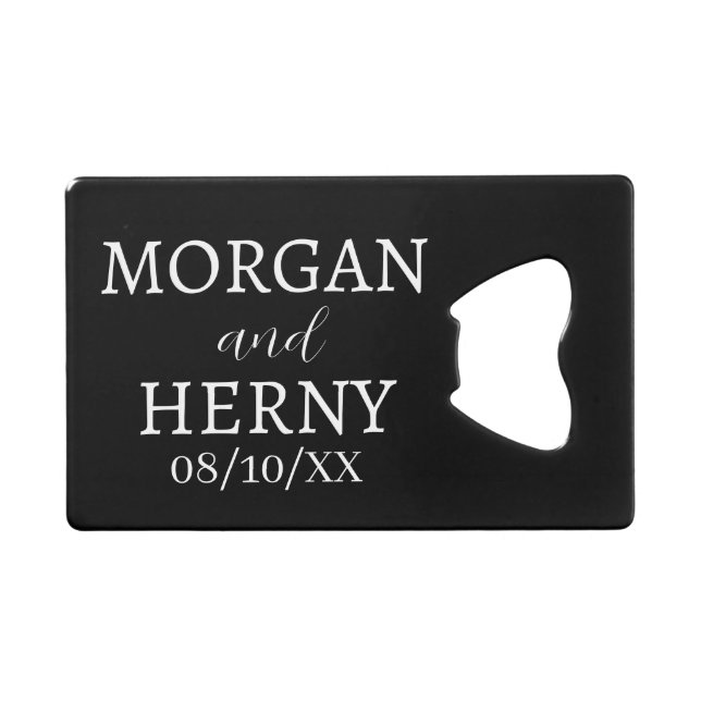 ABREBOTELLAS DE TARJETA DE CRÉDITO NOMBRE PERSONALIZADO BODA MODERNA ESTILOSA  (Anverso (Horizontal))