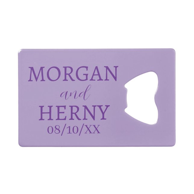 ABREBOTELLAS DE TARJETA DE CRÉDITO NOMBRE PERSONALIZADO ELEGANTES BODAS MODERNAS  (Anverso (Horizontal))