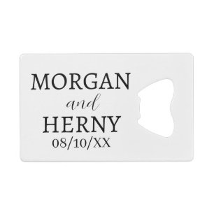 ABREBOTELLAS DE TARJETA DE CRÉDITO NOMBRE PERSONALIZADO ESTILOSO MODERNO MATRIMONIO 
