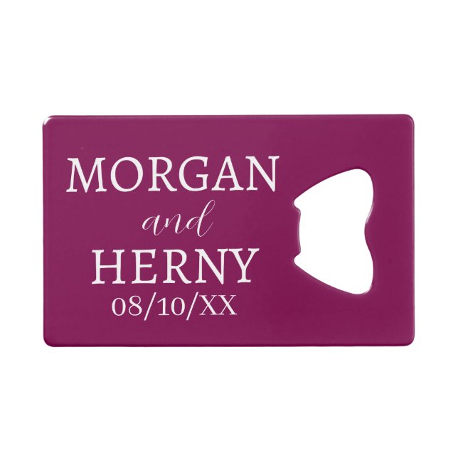 ABREBOTELLAS DE TARJETA DE CRÉDITO NOMBRE PERSONALIZADO ESTILOSO MODERNO MATRIMONIO  (Anverso (Horizontal))