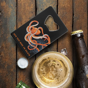 Abrebotellas De Tarjeta De Crédito Octopus Naranja Mandal Blue