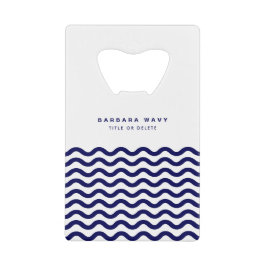 Abrebotellas De Tarjeta De Crédito Ondas Náuticas Naval Azul Trendy Estilo 9 Ondas
