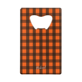 Abrebotellas De Tarjeta De Crédito Orange and Black Checker Bottle Opener