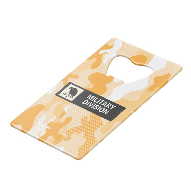 Abrebotellas De Tarjeta De Crédito Orange Desert Camouflage Polka Dot Pattern (Ángulo frontal)