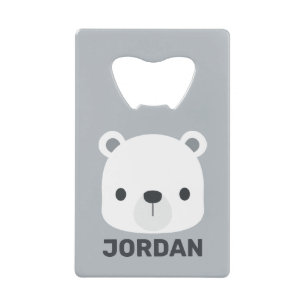 Abrebotellas De Tarjeta De Crédito Oso Polar Pequeño y Lindo con Nombre Personalizado