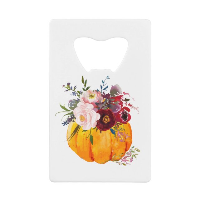 Abrebotellas De Tarjeta De Crédito otoño, floral, calabaza (Anverso)