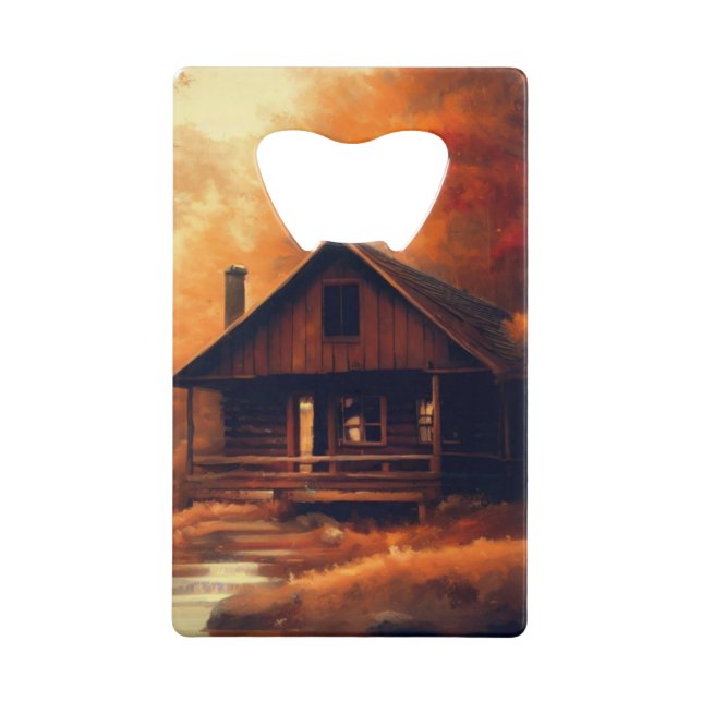 Abrebotellas De Tarjeta De Crédito Otoño/otoño/Halloween/pintura rústica (Anverso)