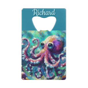 Abrebotellas De Tarjeta De Crédito Otopus Nautical Beach Coastal Personalizado
