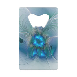 Abrebotellas De Tarjeta De Crédito Ovejas en pie, abstracto fractal turquesa azul