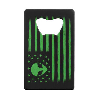 Abrebotellas De Tarjeta De Crédito OVNI Alien de Bandera de Estados Unidos