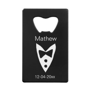 Abrebotellas De Tarjeta De Crédito padrino de boda añadir nombre año camisa corbata n