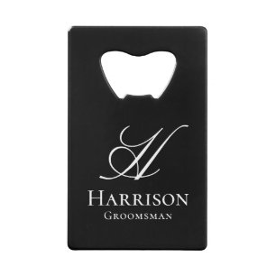 Abrebotellas De Tarjeta De Crédito Padrino de Boda con Monograma Personalizado Elegan