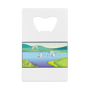 Abrebotellas De Tarjeta De Crédito Paisaje con patos voladores