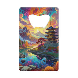 Abrebotellas De Tarjeta De Crédito Paisaje de la pagoda y el color