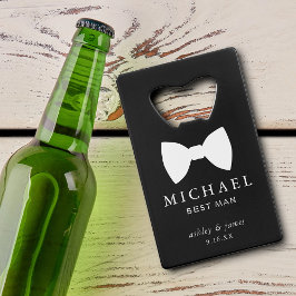 Abrebotellas De Tarjeta De Crédito Pajarita Blanca Mejor Hombre Personalizado Boda