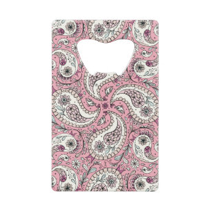 Abrebotellas De Tarjeta De Crédito Pájaros de paisley de rosa bebé