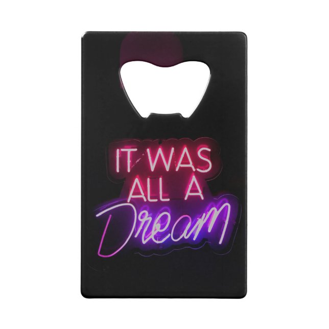 Abrebotellas De Tarjeta De Crédito Palabras Púrpura Rosa Texto Arte Todo Fue Un Rótul (Anverso)