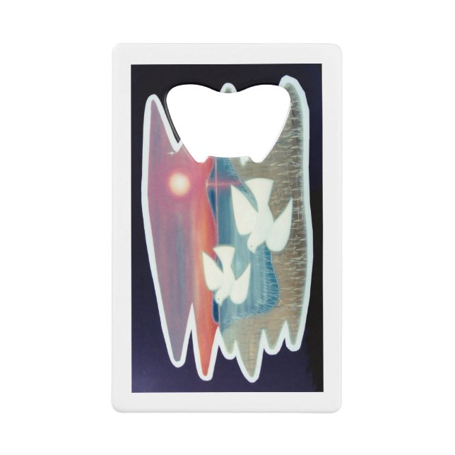 Abrebotellas De Tarjeta De Crédito Palomas volando sobre el agua (Anverso)