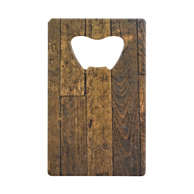 Abrebotellas De Tarjeta De Crédito Panel de madera anticuada (Anverso)