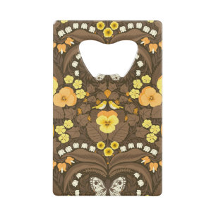 Abrebotellas De Tarjeta De Crédito Pansias amarillas, pájaros y mariposas